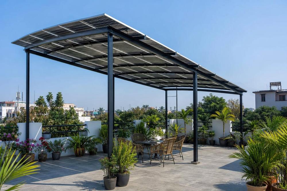 Rooftop solar on an Indian bungalow
